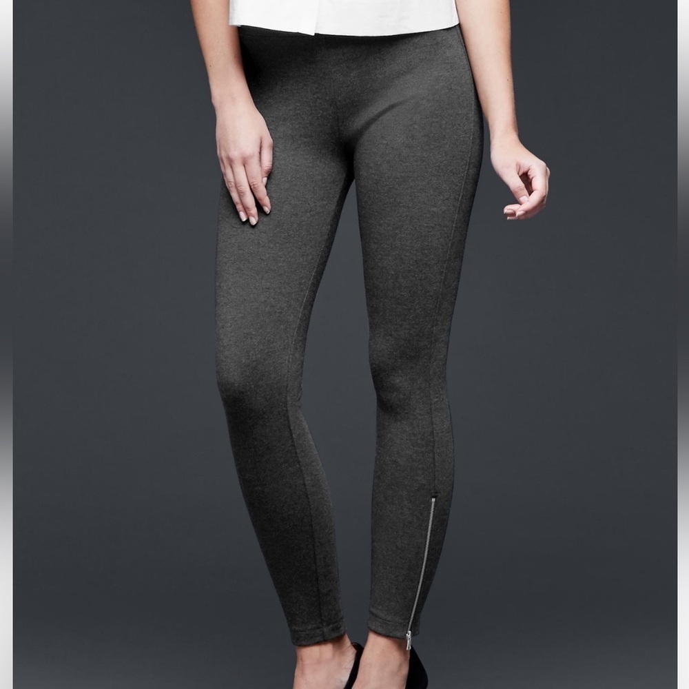 Gap Charcoal Heather Zip Ponte Leggings M